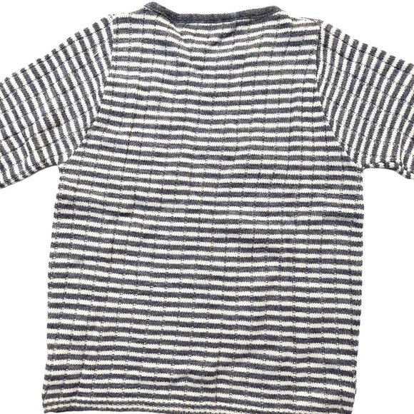 Vintage 1940s-1950s White Grey Stripe Short Sleeve Knit Crewneck Sweater Top - Picture 6 of 7